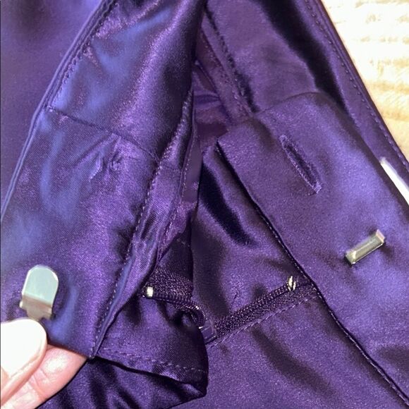 Jason Wu Polished Purple Satin Pants with Chic Split Wide Leg hem. - Picture 15 of 17